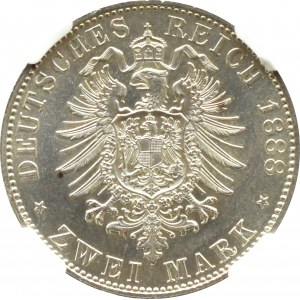 Germany, Prussia, Frederick III, 2 marks 1888, Berlin, NGC MS63