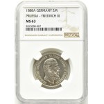 Niemcy, Prusy, Fryderyk III, 2 marki 1888, Berlin, NGC MS63