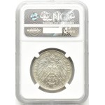 Niemcy, Wirtembergia, Wilhelm i Charlotte, 3 marki 1911 F, Stuttgart, NGC MS64