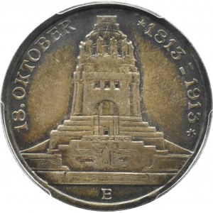 Niemcy, Saksonia, Bitwa pod Lipskiem 1813-1913, 3 marki 1913, PCGS MS65