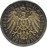Niemcy, Saksonia, Bitwa pod Lipskiem 1813-1913, 3 marki 1913, PCGS MS65