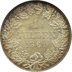 Allemagne, W.M. Frankfurt, florin 1861, Frankfurt, NGC MS64