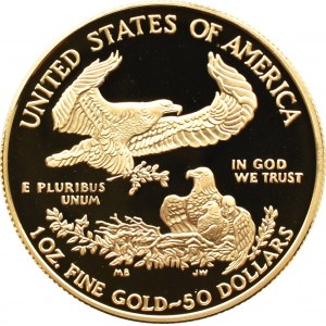 USA, 50 dolarów 2007, 1 uncja złota, proof, UNC