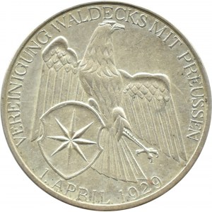 Niemcy, Republika Weimarska 3 marki 1929 A, Berlin, Unia Waldecks z Prusami