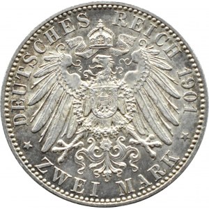 Germany, Prussia, Wilhelm II, 2 marks 1901 A, Berlin, UNC-.