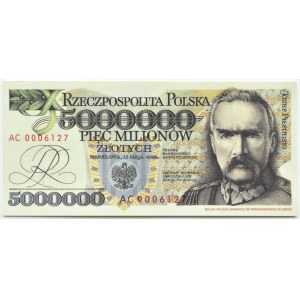 III RP, J. Piłsudski, 5000000 PLN 1995 AC - REPLICA, UNC