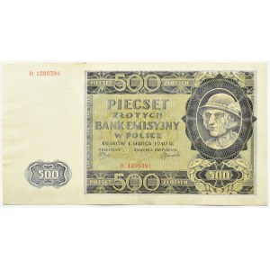 General Government, 500 zloty 1940, series B, Krakow
