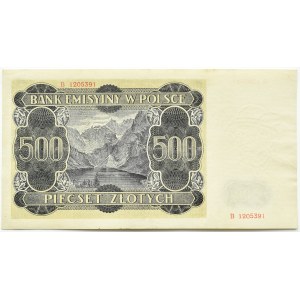 General Government, 500 zloty 1940, series B, Krakow