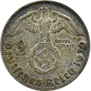 Niemcy, III Rzesza, Hindenburg, 2 marki 1936 J, Hamburg, rzadkie