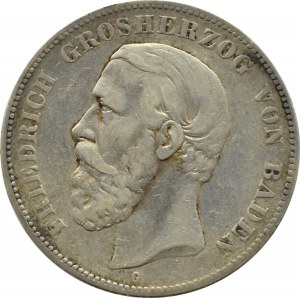 Niemcy, Badenia, Fryderyk I, 5 marek 1875 G, Karlsruhe