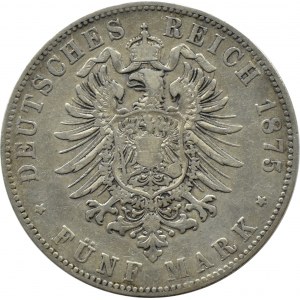 Niemcy, Badenia, Fryderyk I, 5 marek 1875 G, Karlsruhe