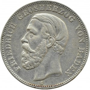 Niemcy, Badenia, Fryderyk I, 5 marek 1891 G, Karlsruhe
