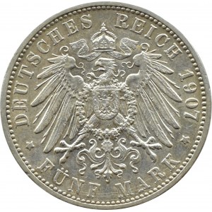 Niemcy, Badenia, Fryderyk I, 5 marek 1907 G, Karlsruhe