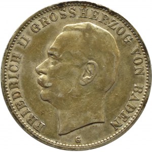 Niemcy, Badenia, Fryderyk II, 5 marek 1908 G, Karlsruhe
