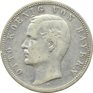 Niemcy, Bawaria, Otto, 5 marek 1888 D, Monachium, RZADKIE