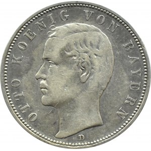 Niemcy, Bawaria, Otto, 5 marek 1896 D, Monachium, RZADKIE