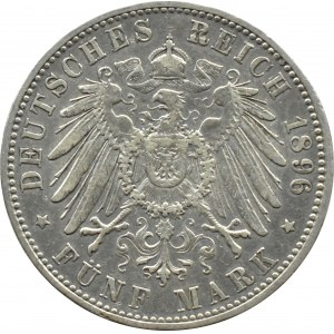 Niemcy, Bawaria, Otto, 5 marek 1896 D, Monachium, RZADKIE