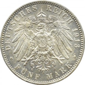 Niemcy, Bawaria, Otto, 5 marek 1913 D, Monachium, PIĘKNY!