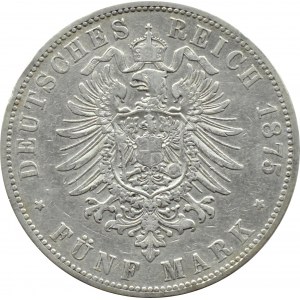 Deutschland, Hamburg, 5 Mark 1875 J, Hamburg