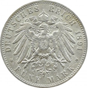 Niemcy, Hamburg, 5 marek 1891 J, Hamburg
