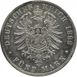 Deutschland, Preußen, Wilhelm II, 5 Mark 1888 A, Berlin, RARE