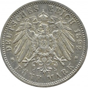 Niemcy, Prusy, Wilhelm II, 5 marek 1892 A, Berlin