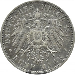 Niemcy, Prusy, Wilhelm II, 5 marek 1893 A, Berlin