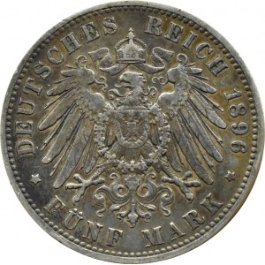 Niemcy, Prusy, Wilhelm II, 5 marek 1896 A, Berlin, RZADKIE