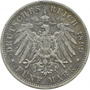 Deutschland, Preußen, Wilhelm II, 5 Mark 1899 A, Berlin