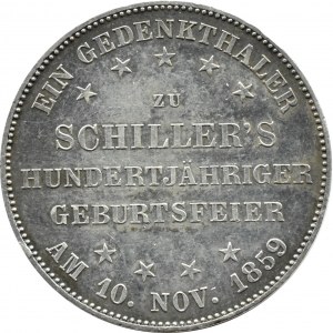 Niemcy, Frankfurt, talar 1859, 100-lecie Urodzin Schillera, Frankfurt, PIĘKNY