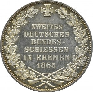 Germany, Bremen, Thaler 1865 B, Bremen Shooting Competition, Hannover, Beautiful!
