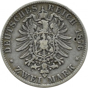 Niemcy, Badenia, Fryderyk, 2 marki 1876 G, Karlsruhe