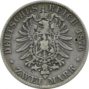 Germany, Baden, Frederick, 2 marks 1876 G, Karlsruhe