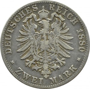 Germany, Baden, Frederick, 2 marks 1880 G, Karlsruhe