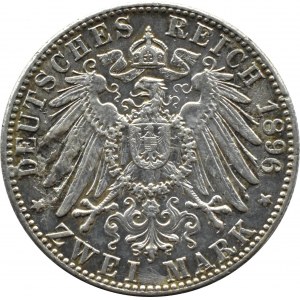 Niemcy, Badenia, Fryderyk, 2 marki 1896 G, Karlsruhe