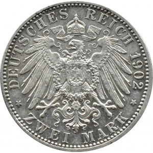 Niemcy, Badenia, Fryderyk, 2 marki 1902, 50-lecie panowania