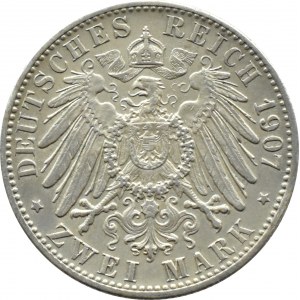 Niemcy, Badenia, Fryderyk 2 marki 1907, pośmiertne