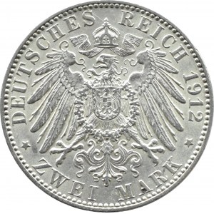 Niemcy, Hamburg, 2 marki 1912 J, Hamburg, PIĘKNE