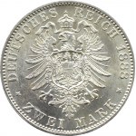 Germany, Prussia, Wilhelm II, 2 marks 1888, Berlin, UNC, RARE