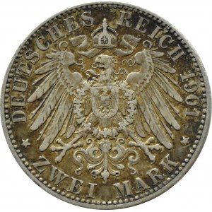 Niemcy, Prusy, Wilhelm II, 2 marki 1901 A, Berlin, RZADKI