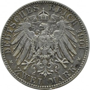 Niemcy, Prusy, Wilhelm II, 2 marki 1901 A, Berlin, RZADKI