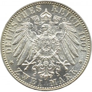 Niemcy, Prusy, Wilhelm II, 2 marki 1901 A, Berlin, Piękne!