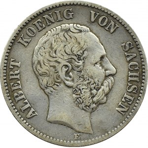 Niemcy, Saksonia, Albert, 2 marki 1877 E, Muldenhütten