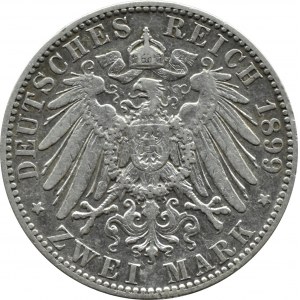 Niemcy, Saksonia, Albert, 2 marki 1899 E, Muldenhütten