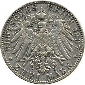 Niemcy, Saksonia, Fryderyk August, 2 marki 1907 E, Muldenhütten