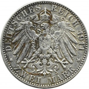Niemcy, Saksonia, Fryderyk August, 2 marki 1911 E, Muldenhütten