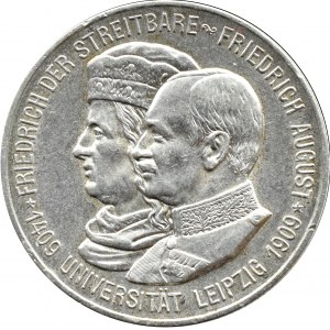 Niemcy, Saksonia, 2 marki 1909, 500-lecie Uniwersytetu w Lipsku, Muldenhütten