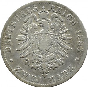 Niemcy, Wirtembergia, Karol, 2 marki 1883 F, Stuttgart, RZADKI ROCZNIK