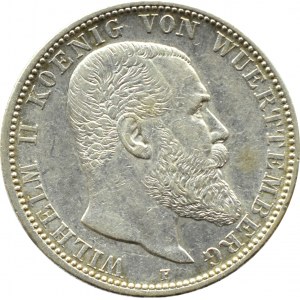 Niemcy, Wirtembergia, Wilhelm II, 2 marki 1904 F, Stuttgart