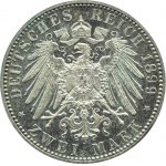 Německo, Reuss, Jindřich XXII, 2 marky 1899, Berlín, VELMI vzácné a KRÁSNÉ! PROOF